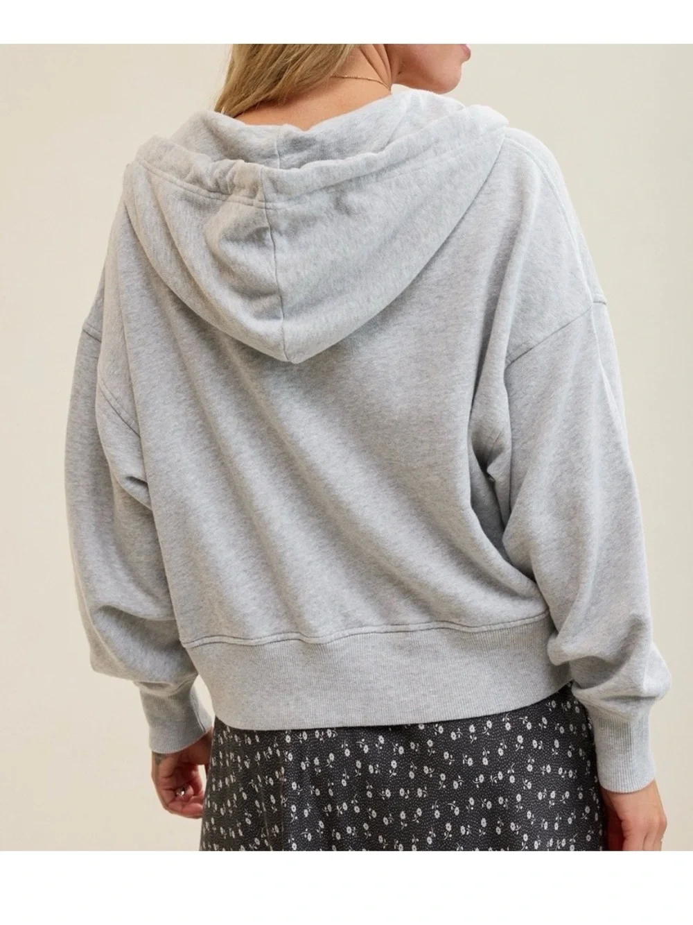 aerie Light Gray Jeweled neck croppe Hoodie